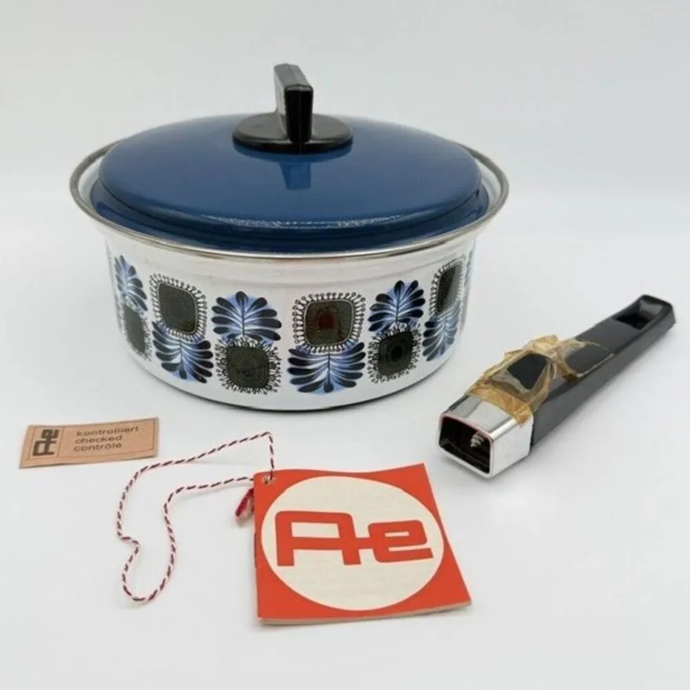 Austria Email Universal 7” Saucepan Enamel Peacock Blue Green ST-16 Vintage NEW